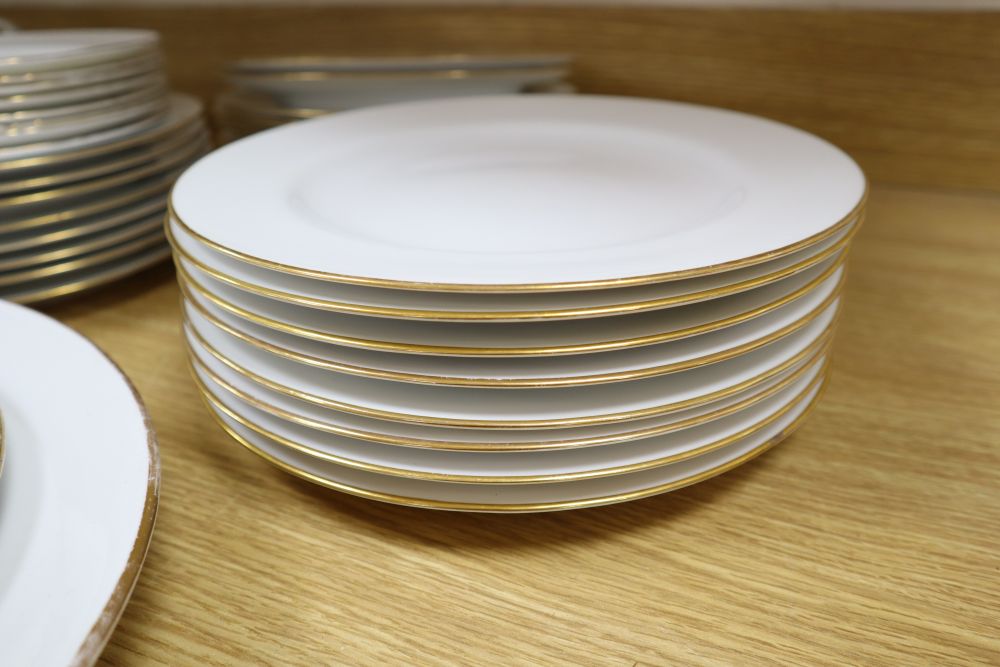 A Spode white and gilt dinner service and associated dinner wares